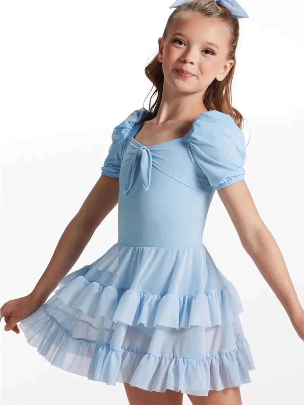 Weissman Light Blue Puff-Sleeve Tulle Dance Costume “Love Show” 18879 SC NO BOW